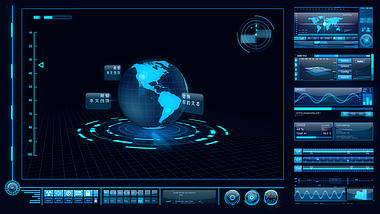 深蓝科技感HUD三维地球数据面板ae模板视频的预览图