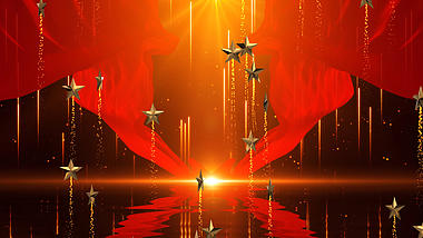 飘带红绸五角星背景视频背景视频的预览图