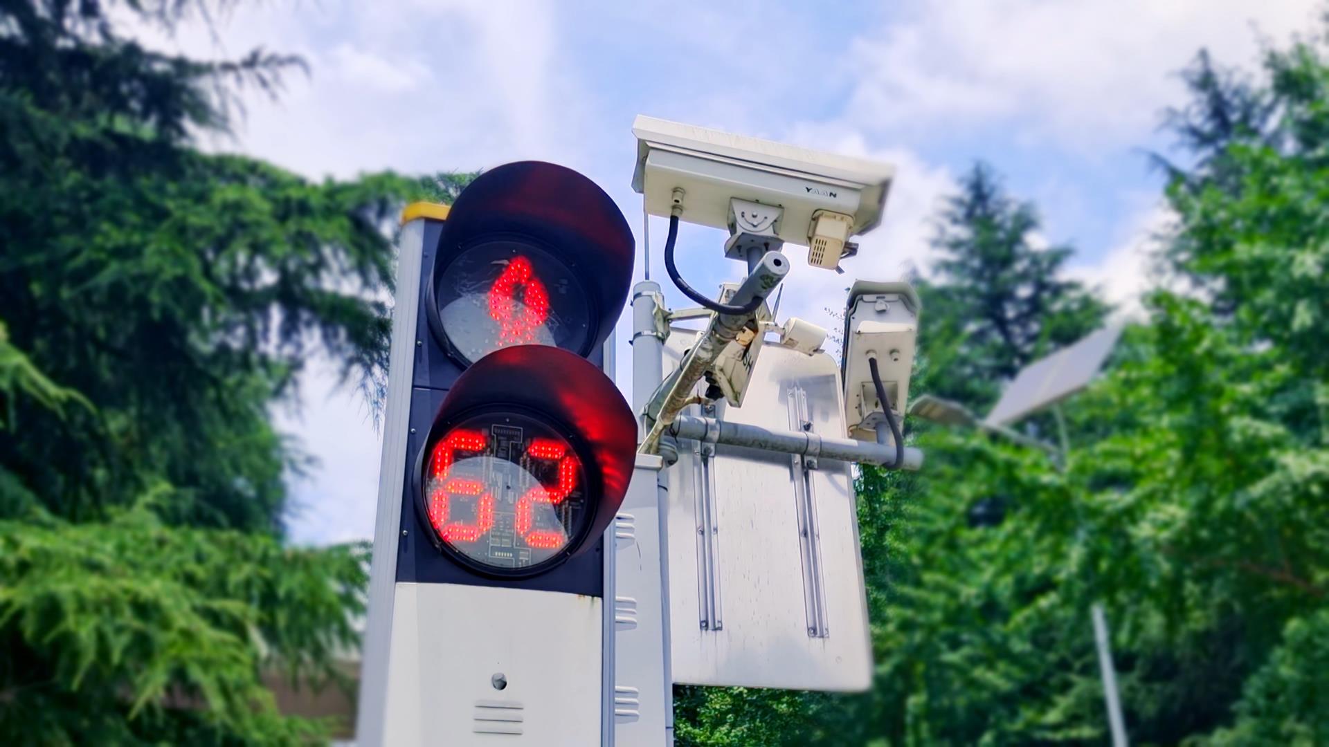 4K拍摄城市交通信号灯人行道红灯视频的预览图