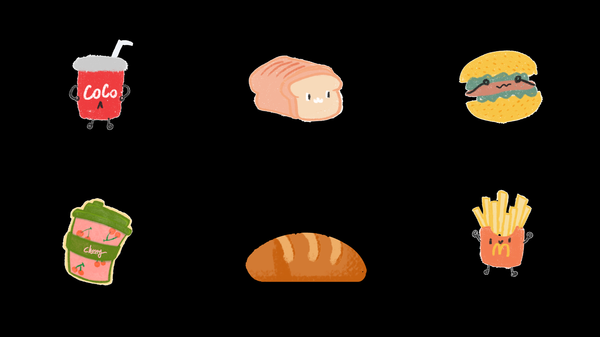 薯条跳动面包片饮品下午茶汉堡长条形面包mov带通道视频元素视频的预览图