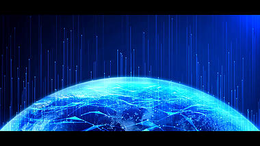 原创蓝色商务科技地球粒子光线视频背景视频的预览图