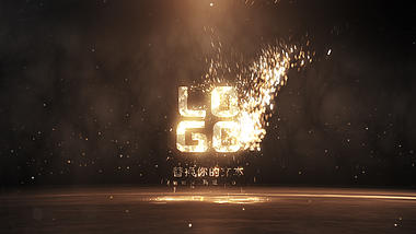大气震撼金色火焰粒子LOGO片头ae模板视频的预览图