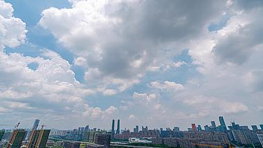 8K移动延时杭州城市天气线晴天云层实拍蓝天白云天空延时摄影拍摄视频的预览图