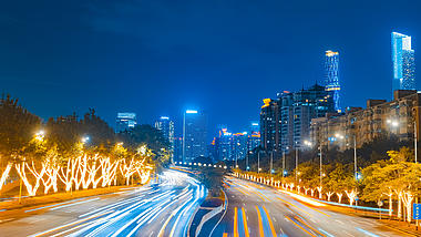 4k广州听天桥车流夜景实拍延时视频的预览图