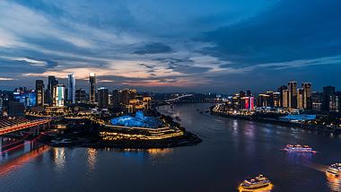 8k重庆两江交汇两岸城市风光日转夜夜景延时拍摄摄影视频的预览图