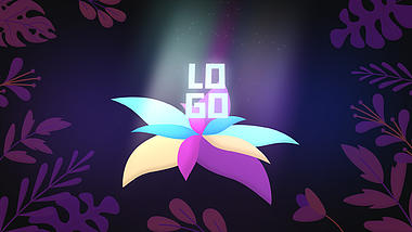 卡通MG动画发光流体花朵LOGO片头ae模板视频的预览图