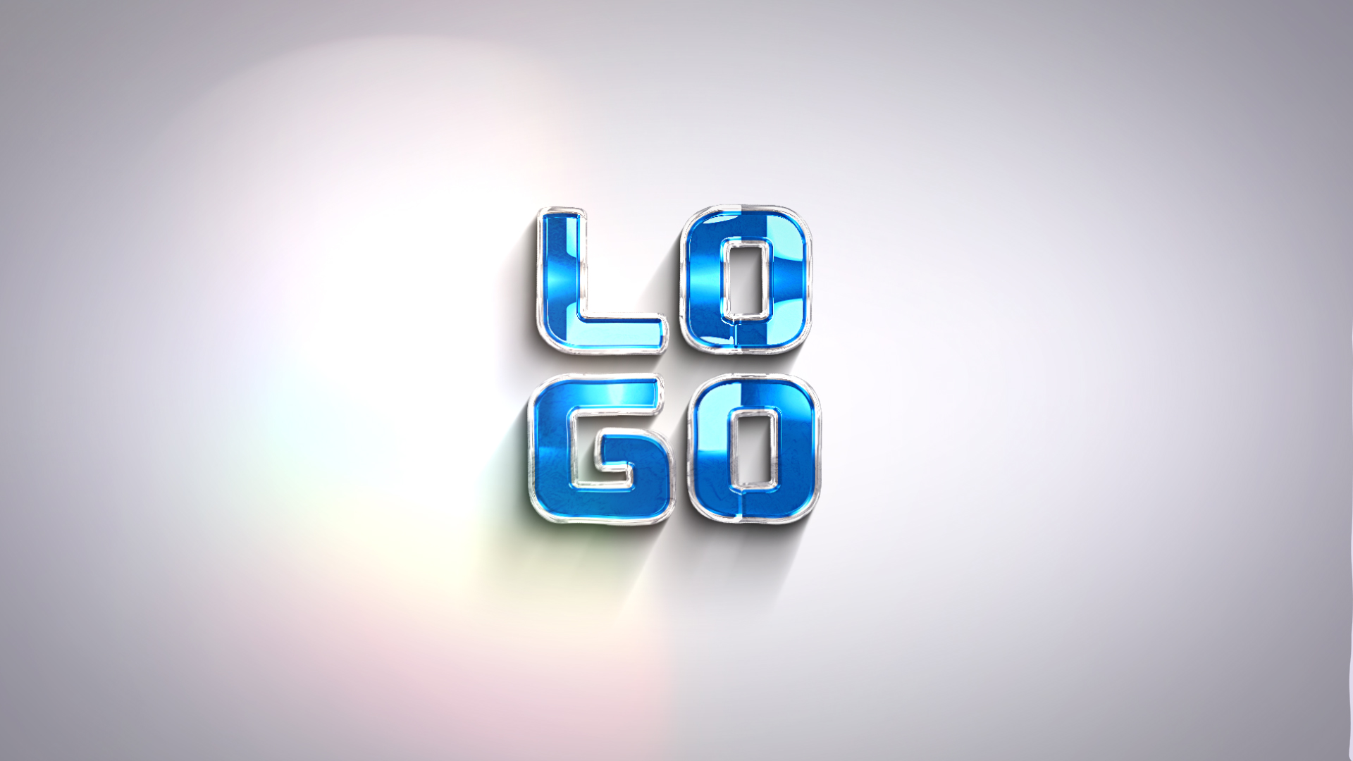 干净三维玻璃流光材质企业LOGO片头ae模板视频的预览图