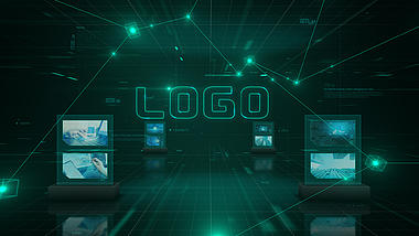 科技感网络点线连接LOGO片头ae模板视频的预览图