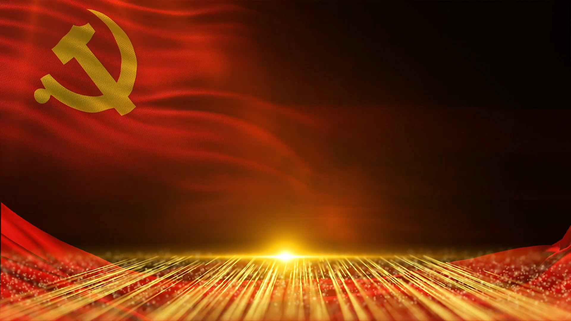 大气金色粒子红色绸缎八一节视频背景视频的预览图