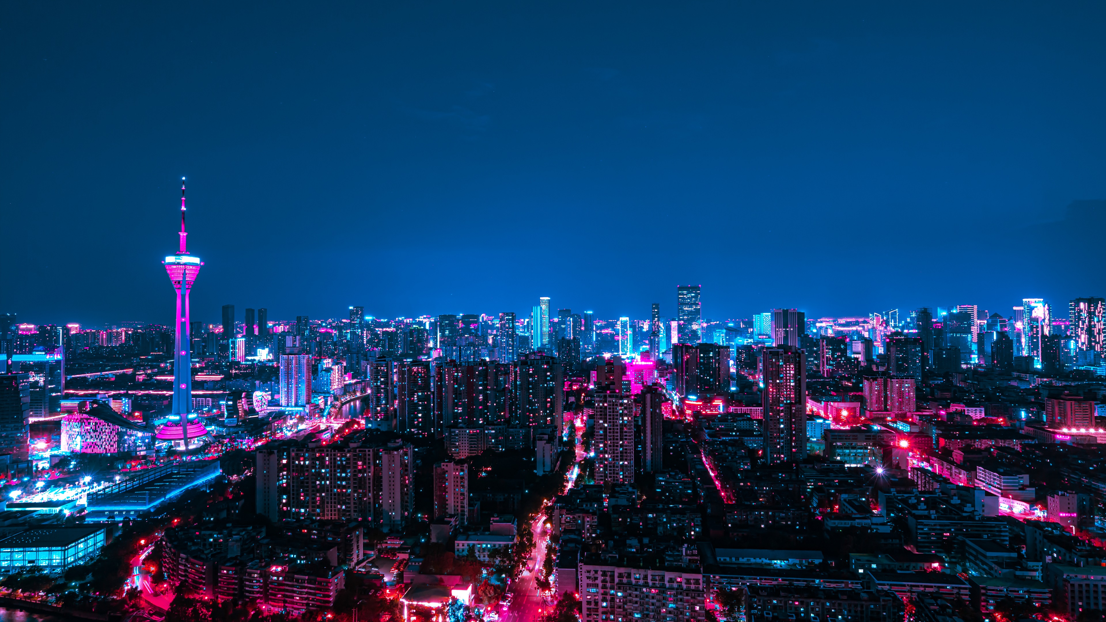 8K魔幻赛博朋克成都夜景城市全貌延时视频的预览图