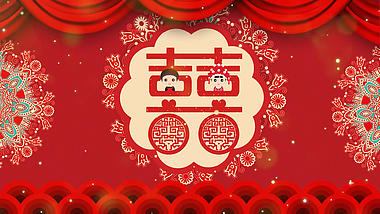 中国风大气红色婚礼婚庆背景视频背景视频的预览图