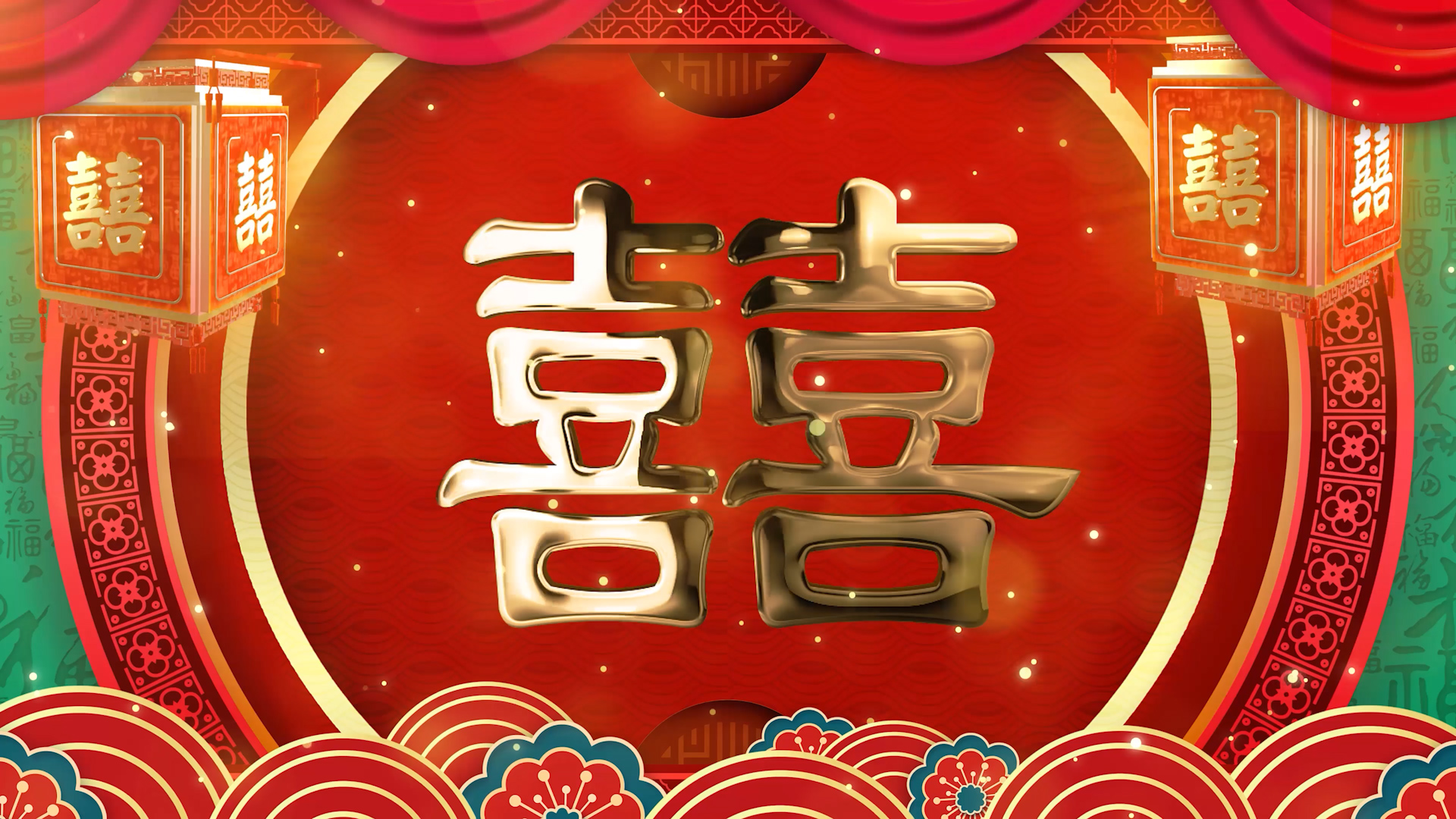 中国风红色婚礼婚庆背景视频背景视频的预览图