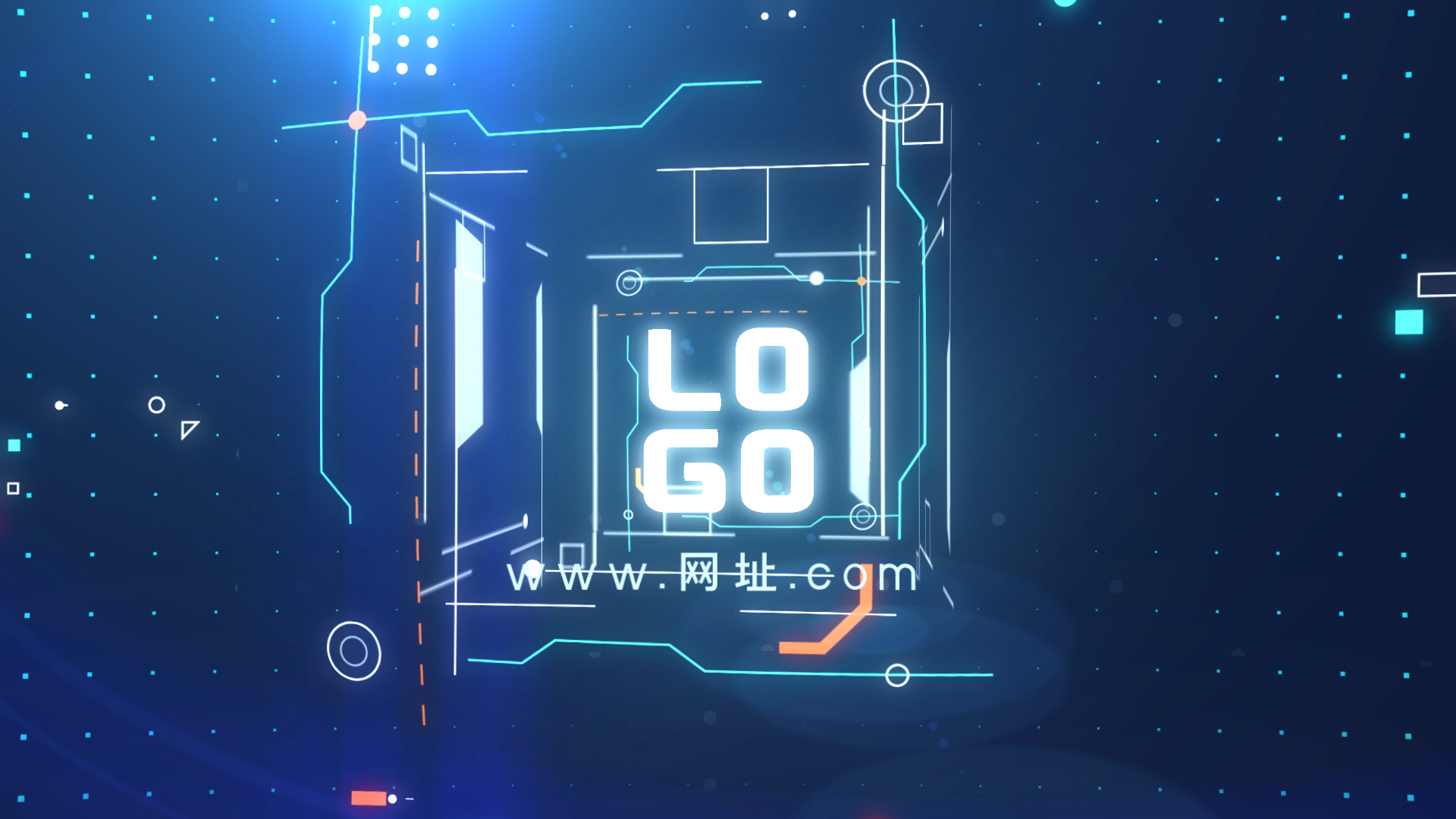 炫酷科技感HUD方块旋转文字LOGO片头ae模板视频的预览图