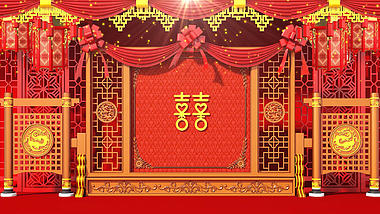 中国风红色4K中式喜庆婚礼背景视频视频的预览图