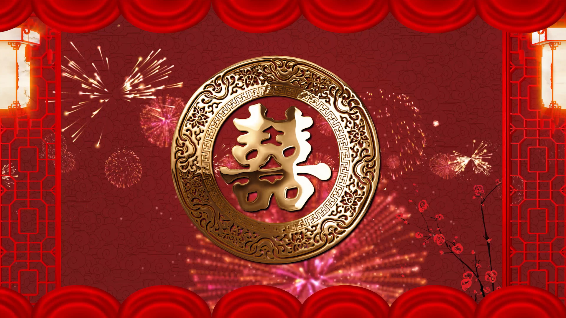 中国风红色婚礼中式背景视频背景视频的预览图