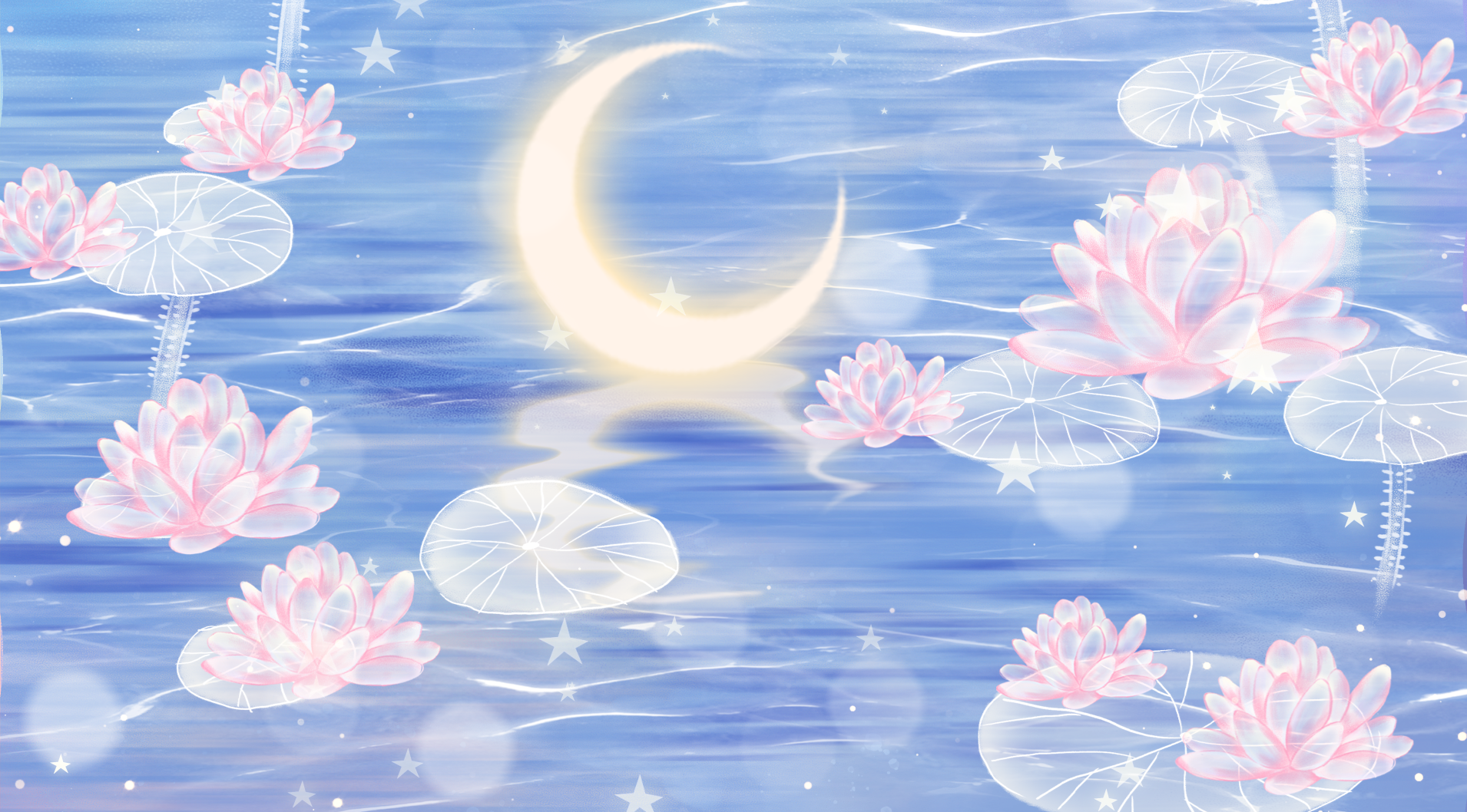 原创梦幻荷花月亮池塘背景视频背景视频的预览图
