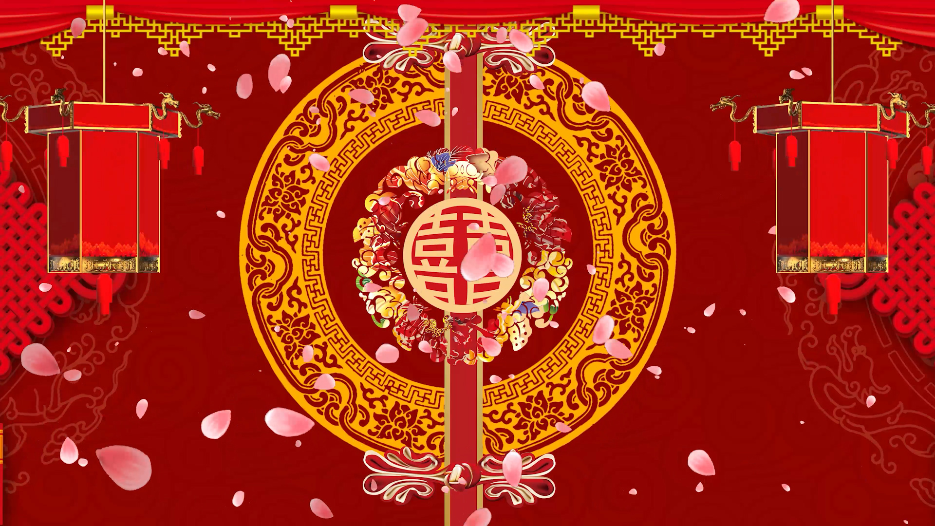 中国风4K红色婚礼背景视频背景视频的预览图