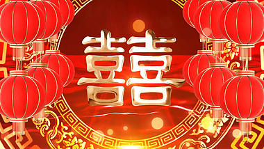 中国风红色中式婚礼喜庆婚庆视频背景视频的预览图