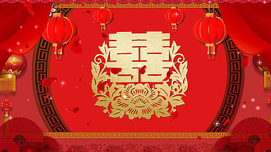 中国风红色中式喜庆婚礼婚庆背景视频背景视频的预览图