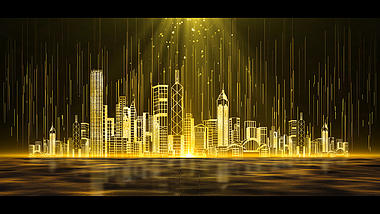 原创4K金色粒子城市背景视频视频的预览图