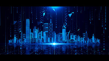 原创4K蓝色科技城市启动仪式背景视频的预览图