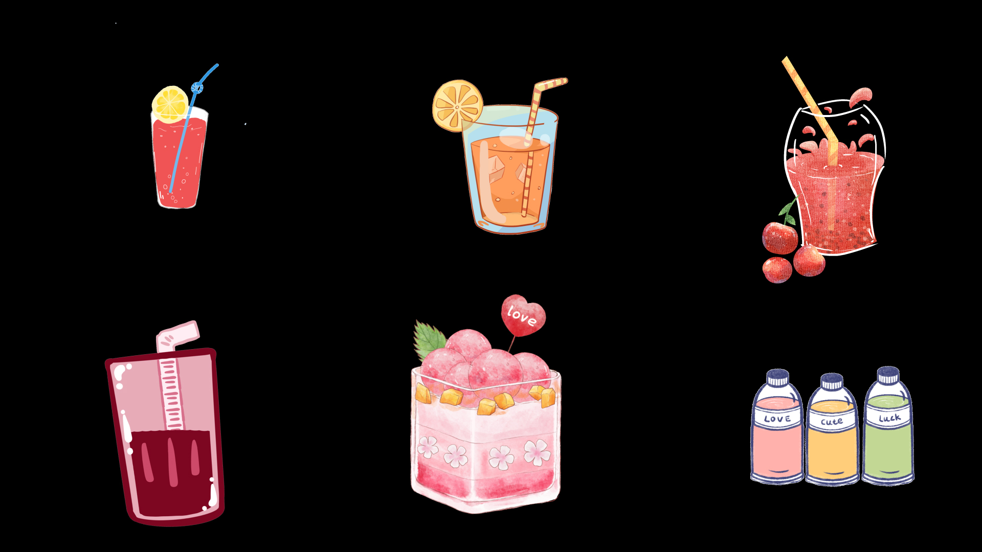 奶茶店喝果汁饮料下午茶冰爽西瓜汁水果视频元素视频的预览图