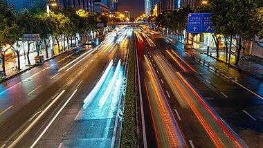 8K震撼成都王府井城市街道夜景车流车水马龙移动延时视频的预览图