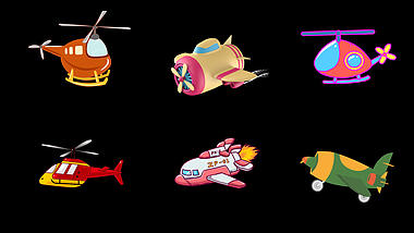 交通直升机卡通插画橙色六一儿童节玩具视频元素视频的预览图