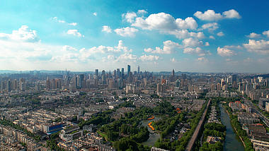 4k航拍南京秦淮河城市全景风光视频的预览图