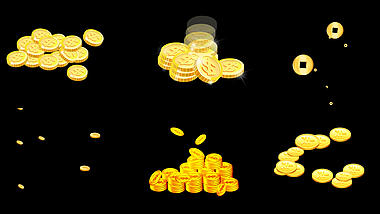 发光的金币堆钱币金融理财电商金钱掉落视频元素视频的预览图