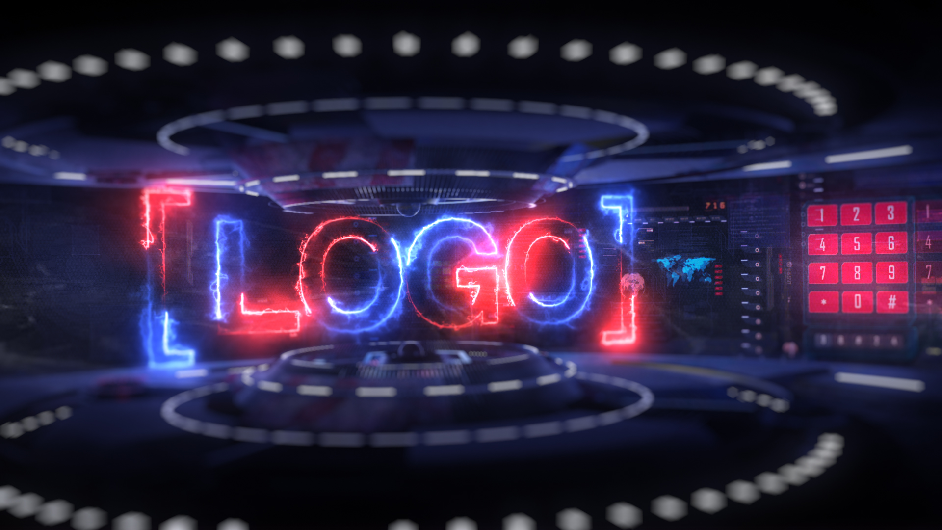 科技感三维机械能量LOGO片头ae模板视频的预览图