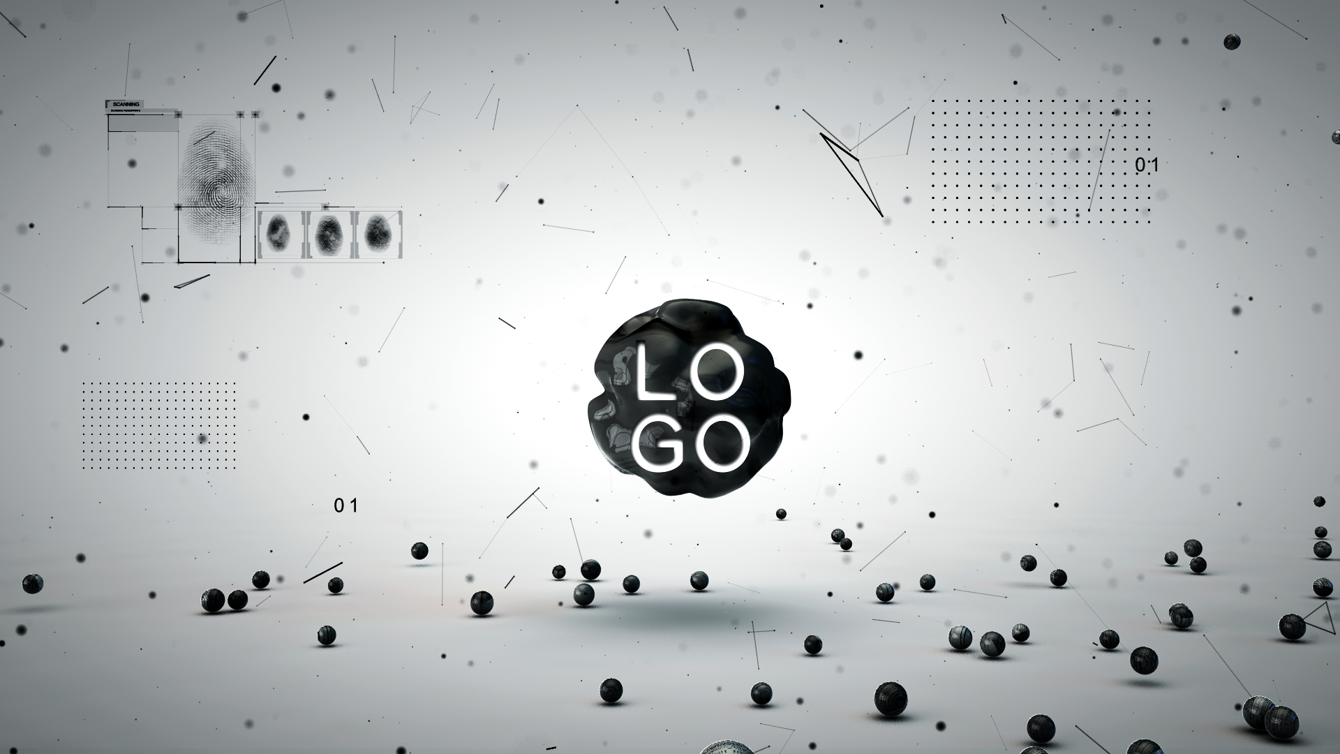 创意黑白水墨小球粒子LOGO片头ae模板视频的预览图