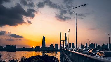 8K武汉城市建筑长江二桥日落夕阳延时拍摄摄影实拍视频视频的预览图