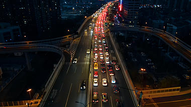 4K航拍杭州秋涛路立交桥车流车水马龙夜景视频的预览图