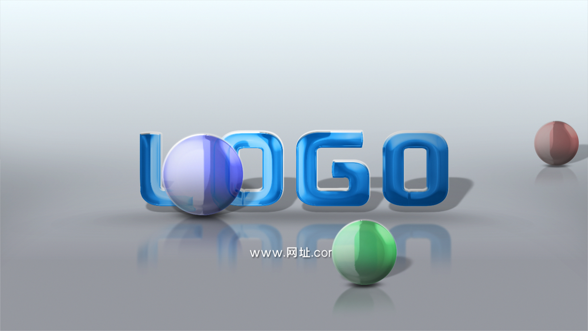简洁玻璃质感小球企业LOGO片头ae模板视频的预览图