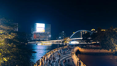 4k广州海心桥夜景人流实拍延时视频的预览图