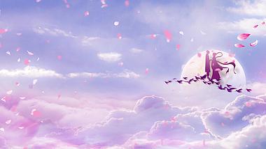 唯美粉紫花瓣飘散中国风七夕古风背景视频视频的预览图