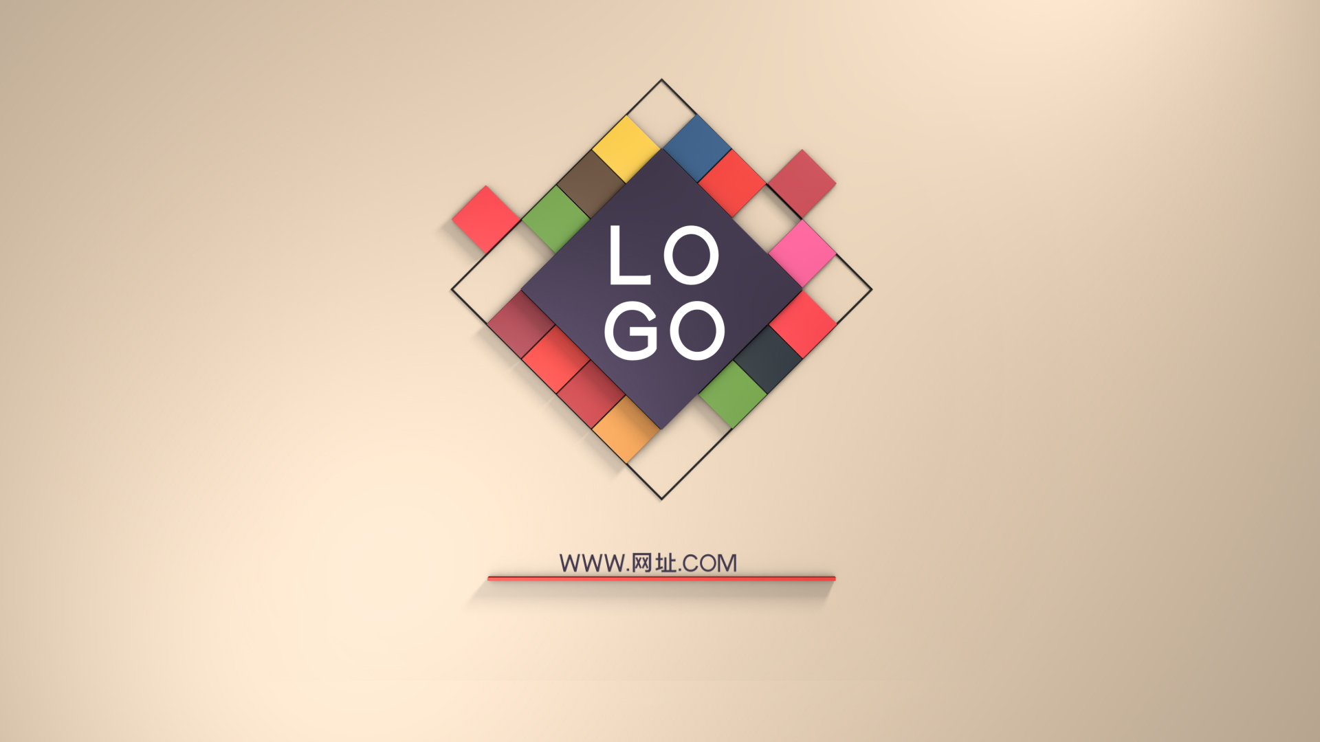 简约彩色方块MG动画企业LOGO片头ae模板视频的预览图