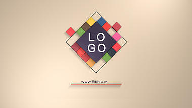 简约彩色方块MG动画企业LOGO片头ae模板视频的预览图