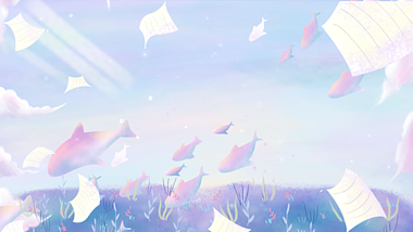 原创紫色梦幻唯美云朵草地背景动态视频背景视频的预览图