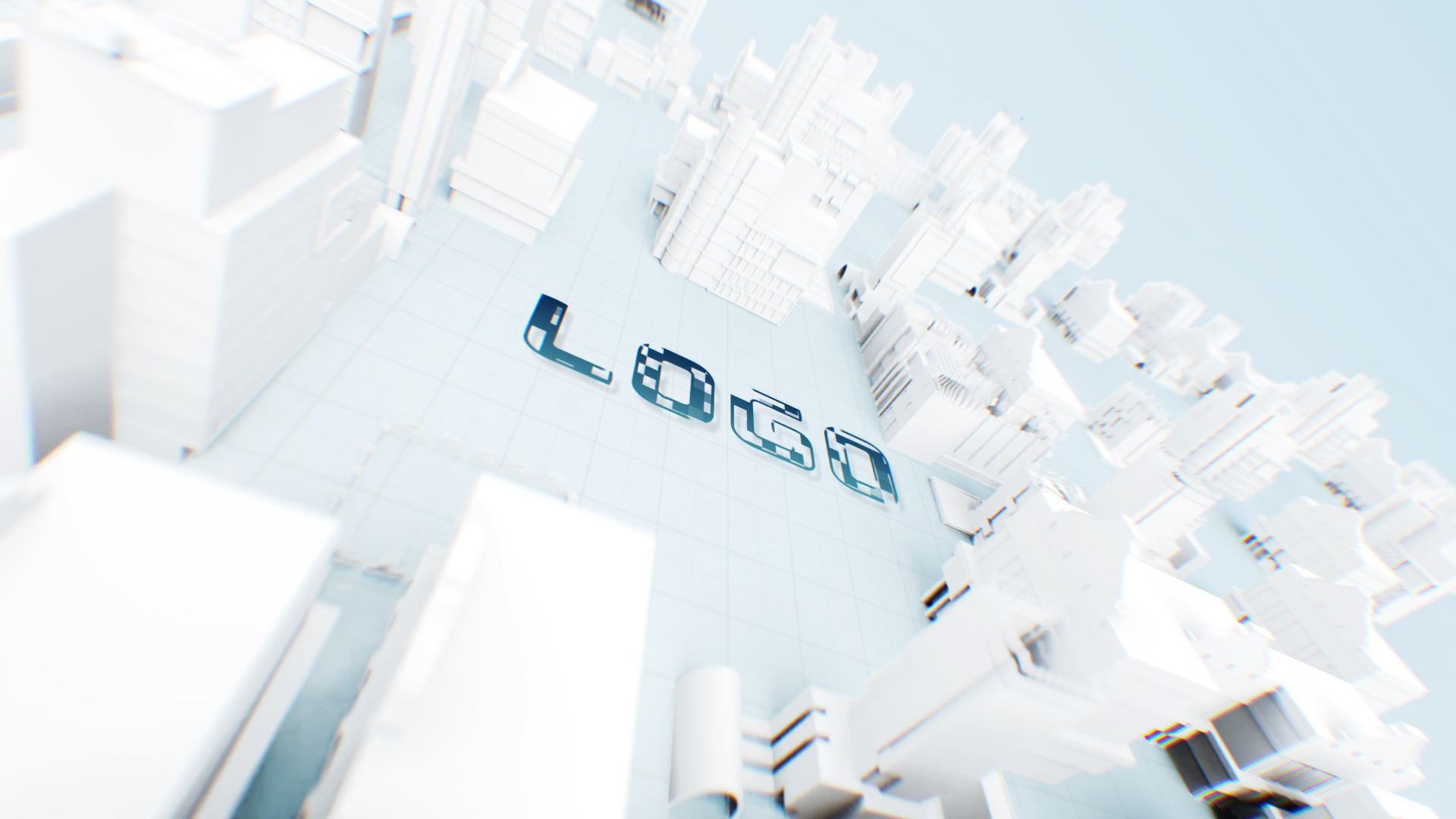 简洁白色三维城市生长企业LOGO展示演绎视频的预览图