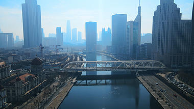 4K大气航拍天津城市蓝天城市群高楼建筑视频的预览图