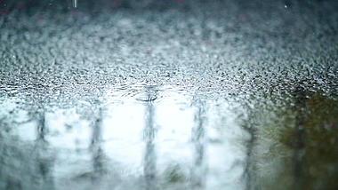 4k实拍风光意境下雨天雨天雨滴滴在地面上意境空镜视频的预览图