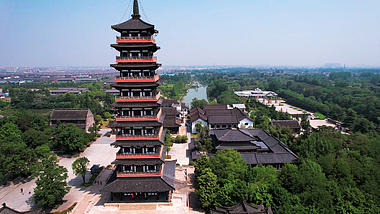 4K航拍江苏扬州大明寺景区旅游景点风光视频的预览图