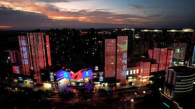 4K航拍南京六合CBD商业中心繁华城市夜景视频的预览图