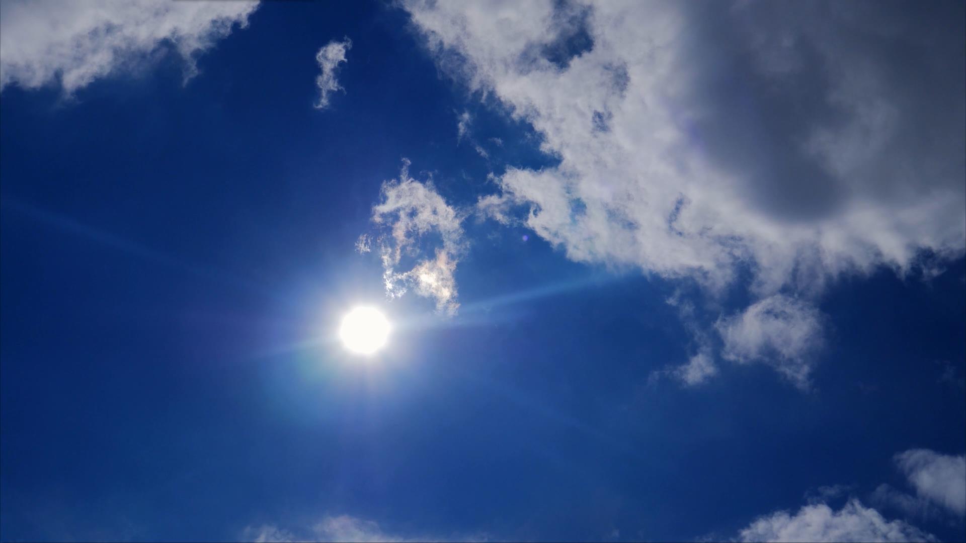 4K延时拍摄蓝天白云烈日炎炎太阳云层穿梭视频的预览图