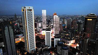 4K航拍南京新街口商圈繁华城市夜景风光视频的预览图
