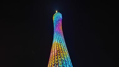 8K震撼仰拍城市地标广州塔灯光秀夜景延时视频的预览图