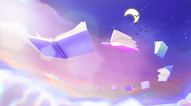 原创梦幻世界书本飞出天空彩虹背景视频ae素材视频的预览图