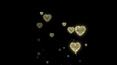 七夕情人节金色唯美心形发光粒子飘散视频的预览图